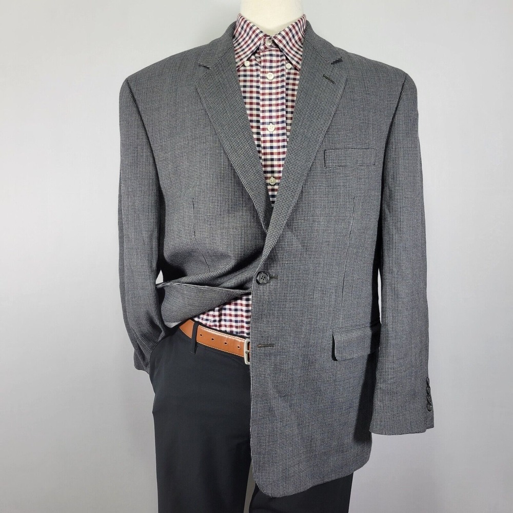 Chaps Men's Sport Coat Blazer‎ Two Button Gray 100%  Lambs Wool Size 44R